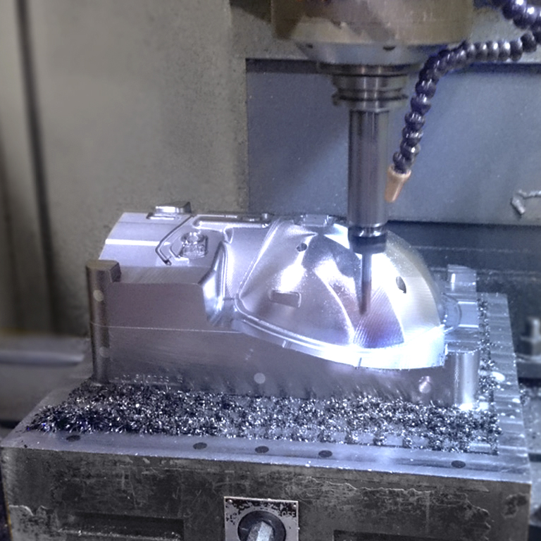 CNC machine machining aluminium part