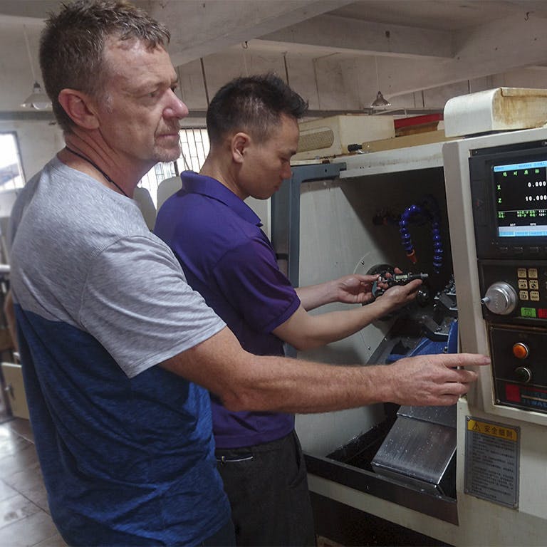 New Zealand design boss inspecting Chinese manufacturing