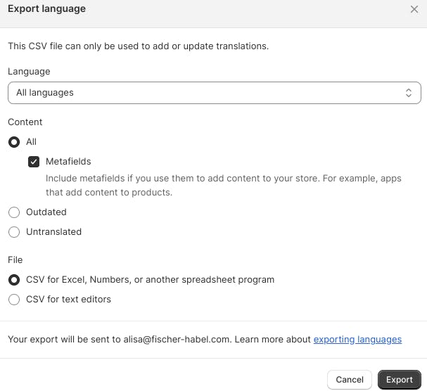 Export Shopify