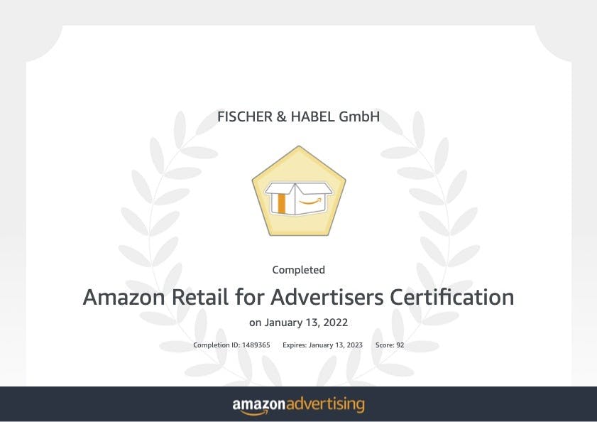 Amazon Advertising agency retail certification