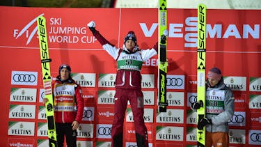Kamil Stoch celebrates first win of the season