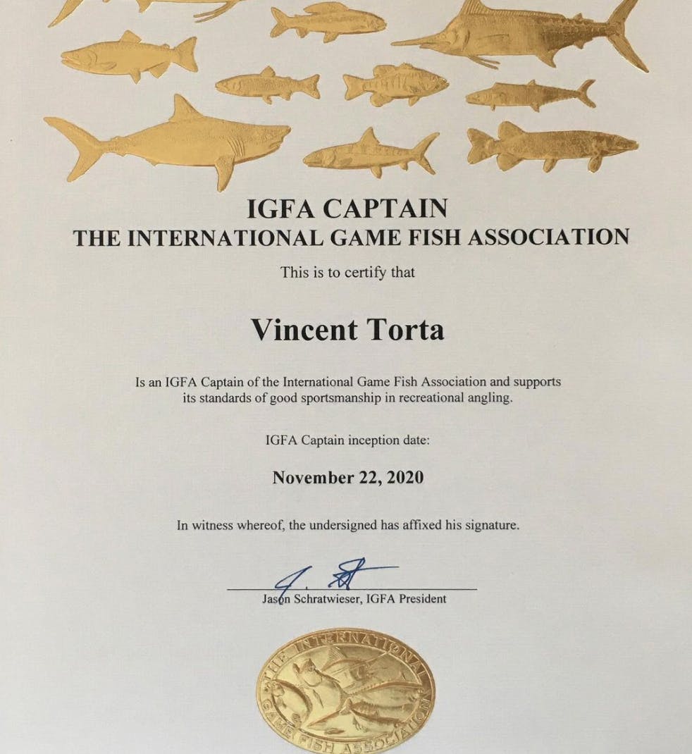 En devenant capitaine IGFA, Vincent Torta confirme son expertise et son respect de l'éthique de l'association