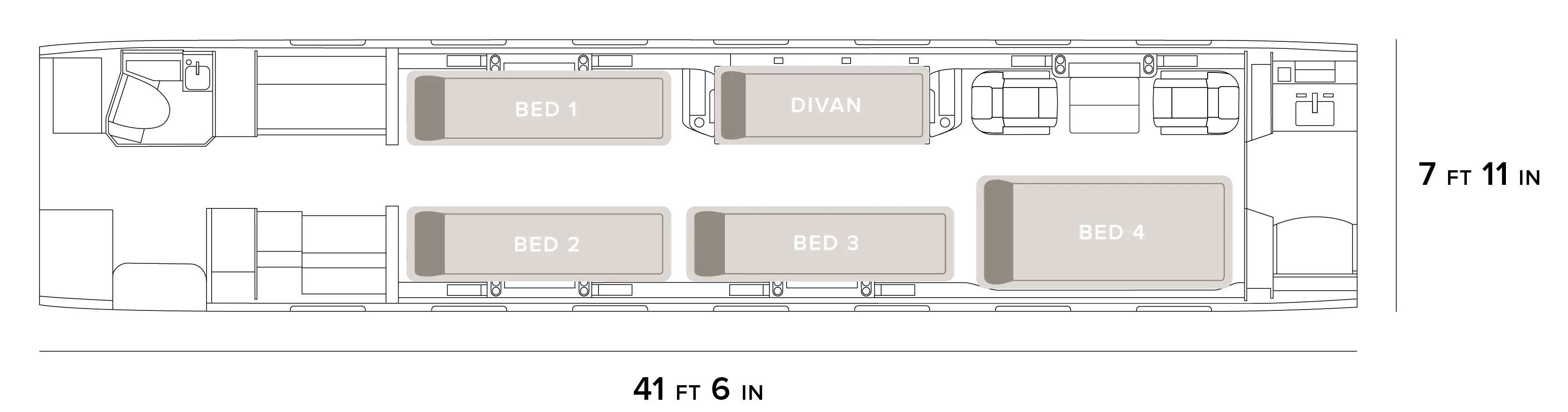 Gulfstream G500 Cabin Diagram Night Configuration