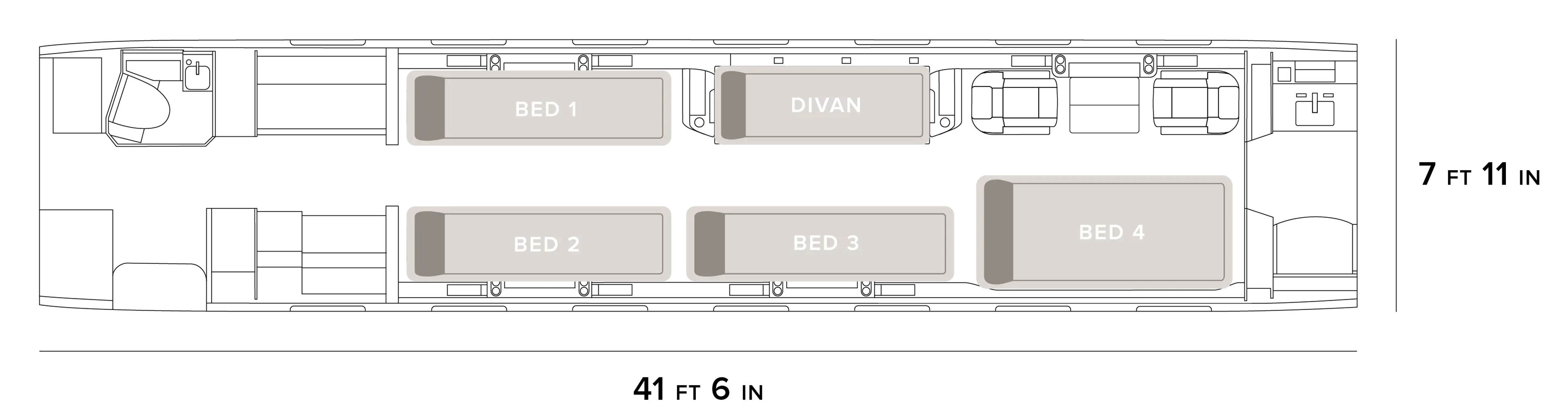 Gulfstream G500 Cabin Diagram Night Configuration