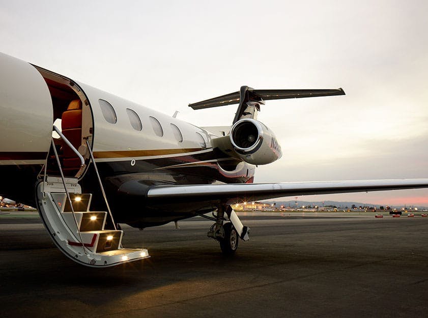 aircraft door open in sunset