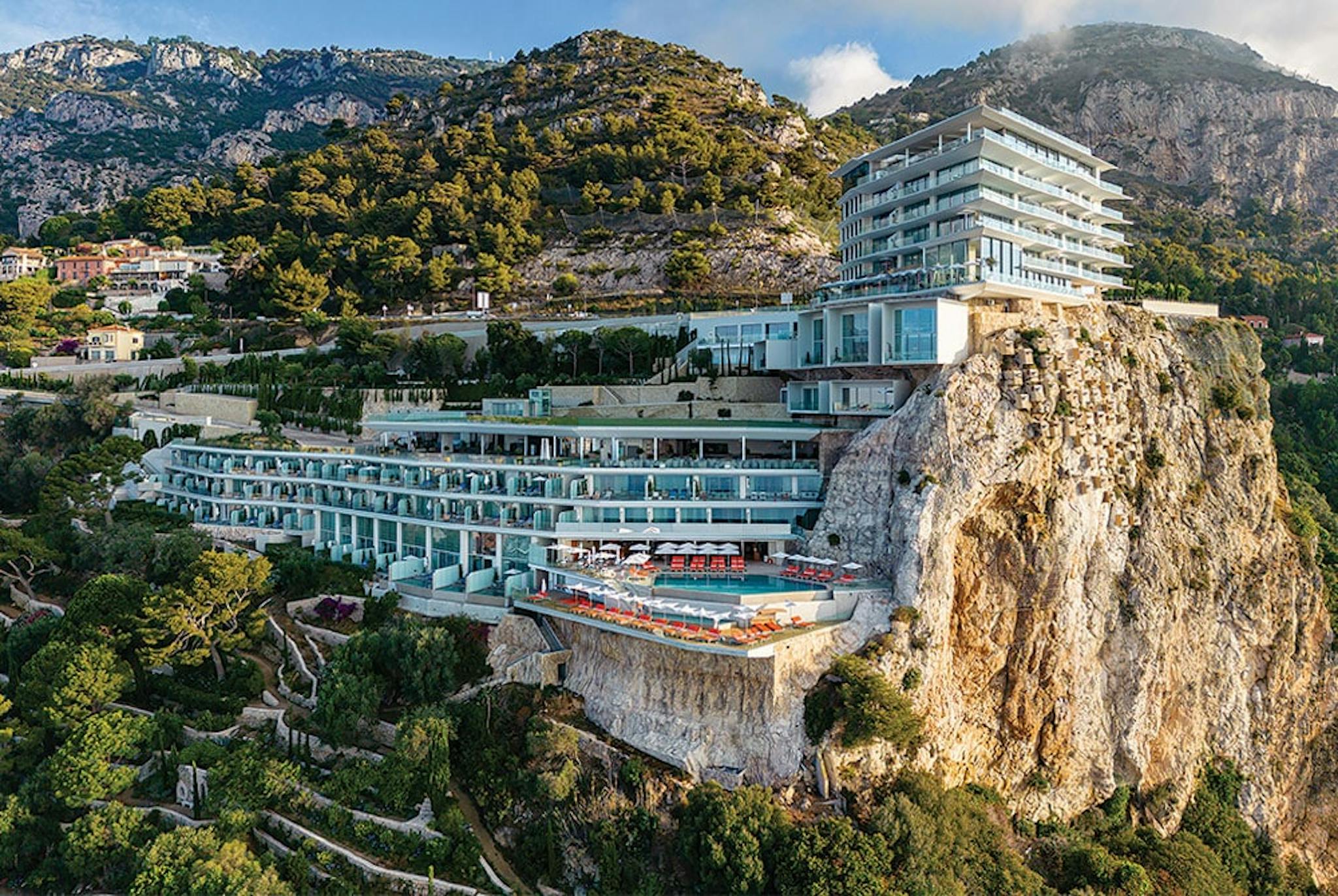 Complex hotel sat within a rock face