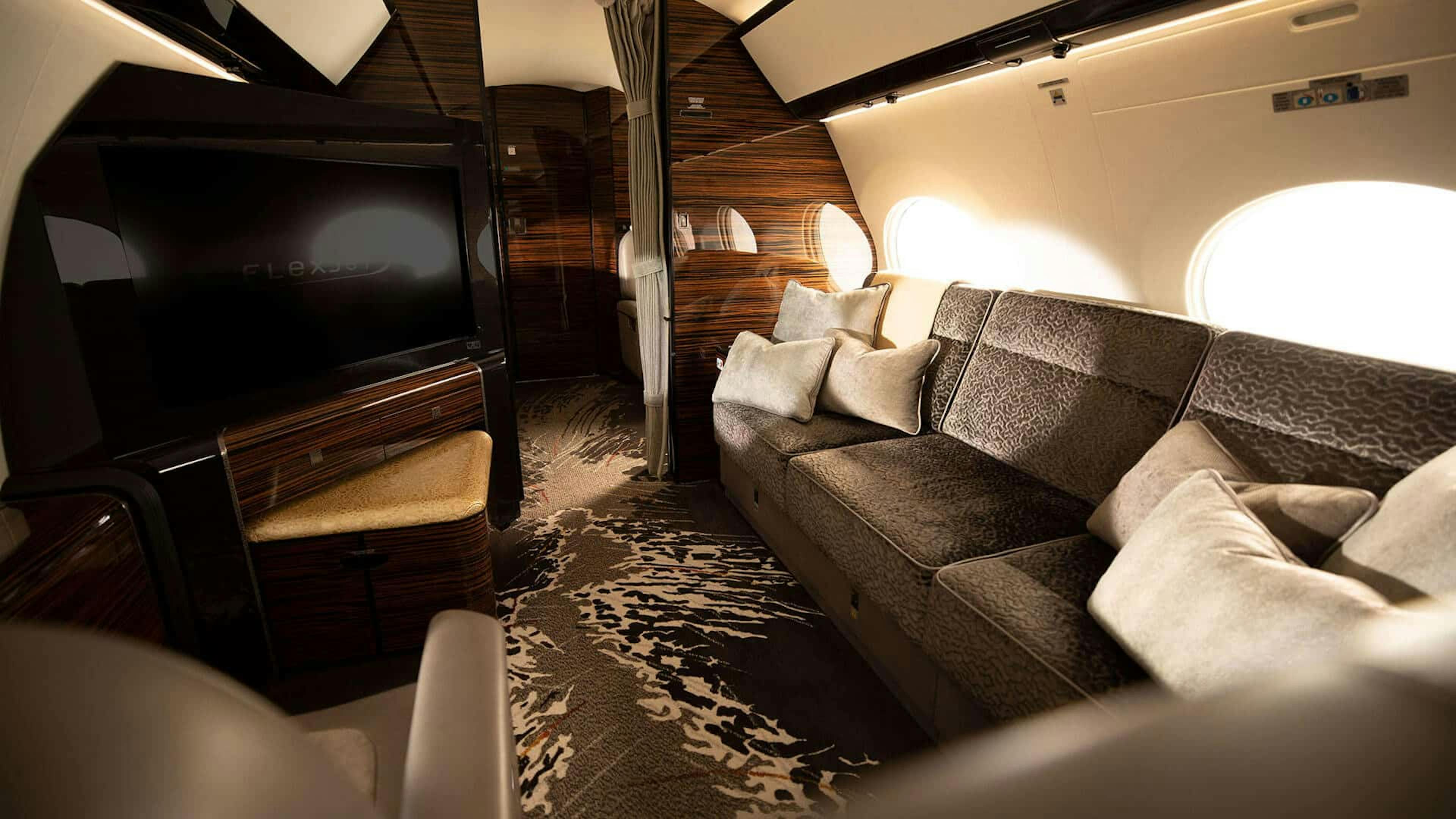 Beautiful interior shot focused on the tv and seating area around it