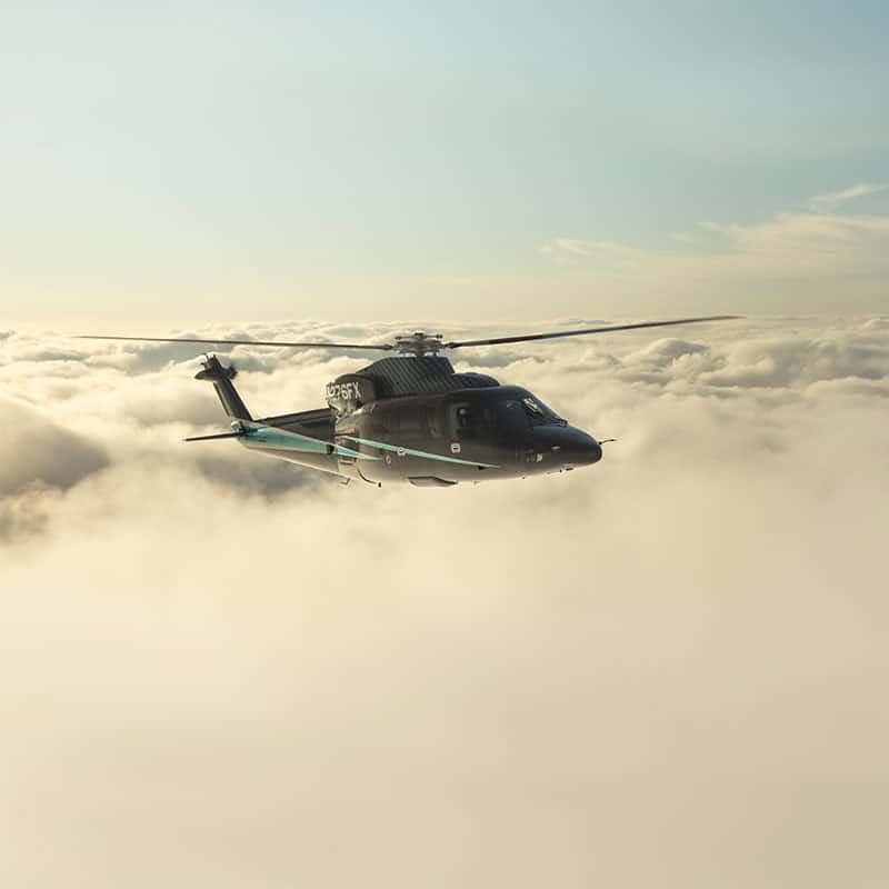 Sikorsky flies above the clouds