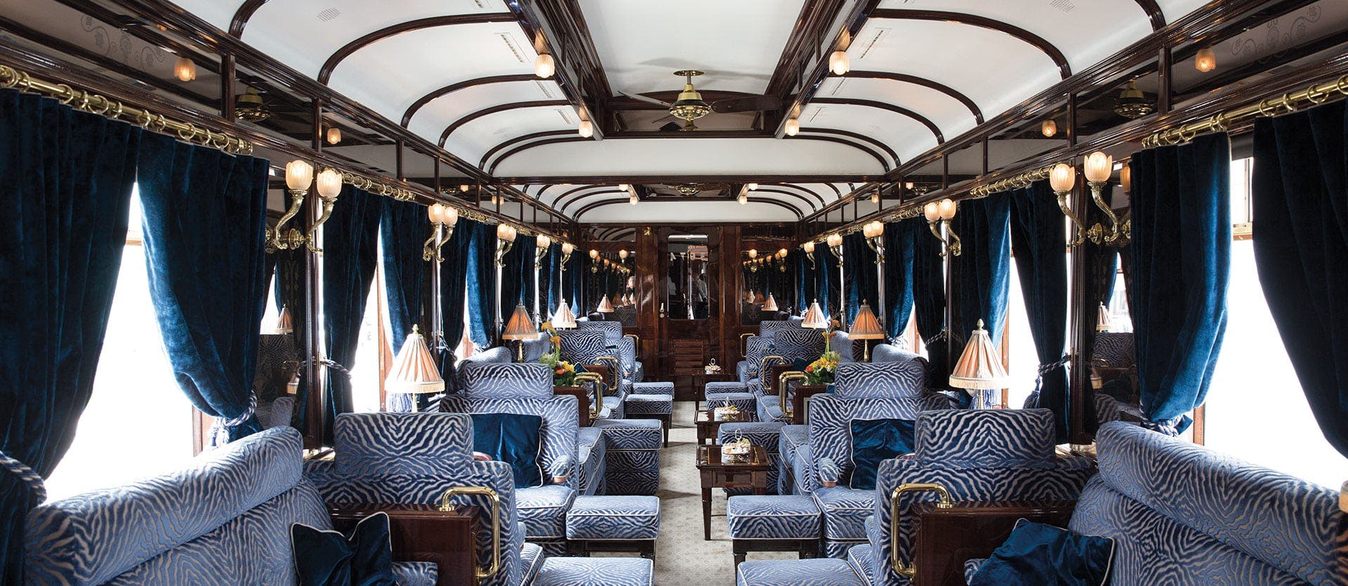 ornately decorated train interior