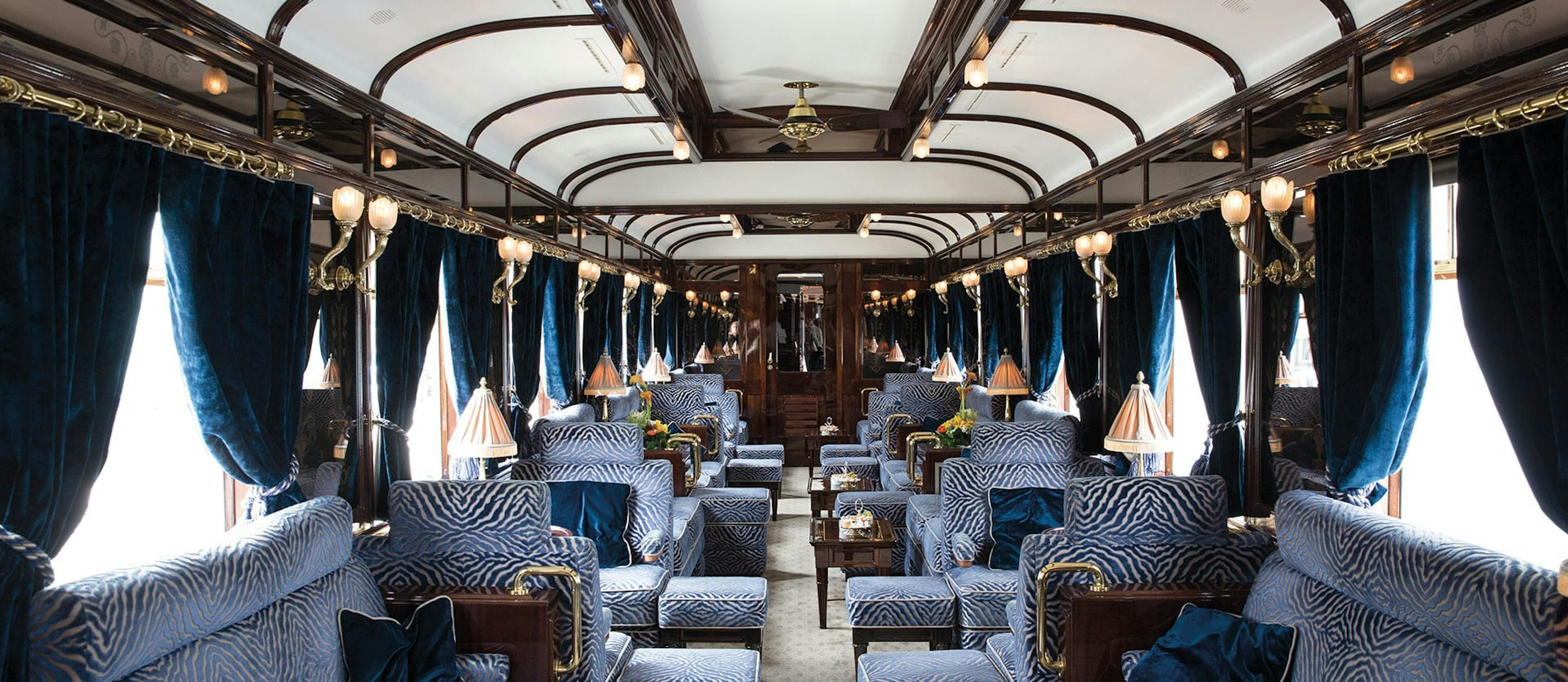 ornately decorated train interior