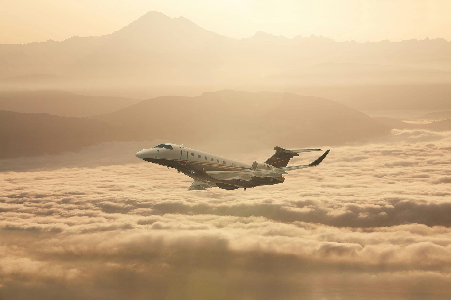 private jet in flight