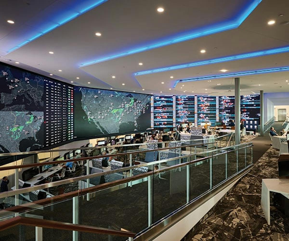 inside scene of the flexjet global headquarters command center