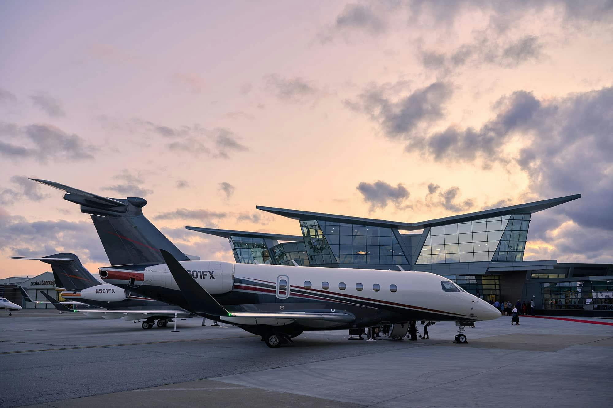 a fleet of flexjet aircraft outside the Headquarters in Cleveland