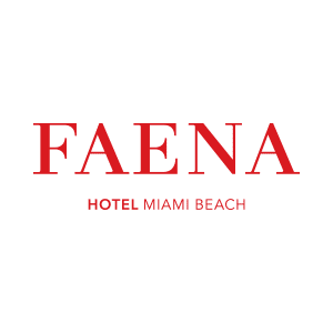 Faena logo in red on transparent background