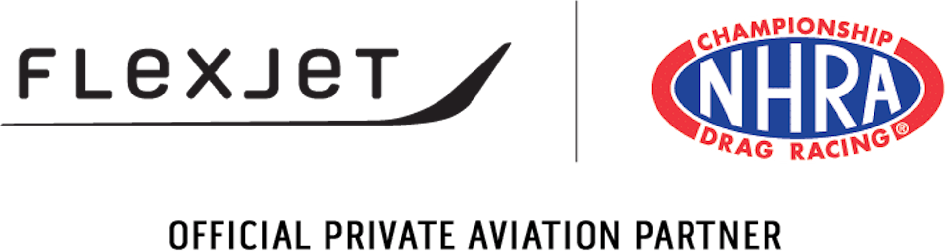 flexjet and nhra partnership logo lockup