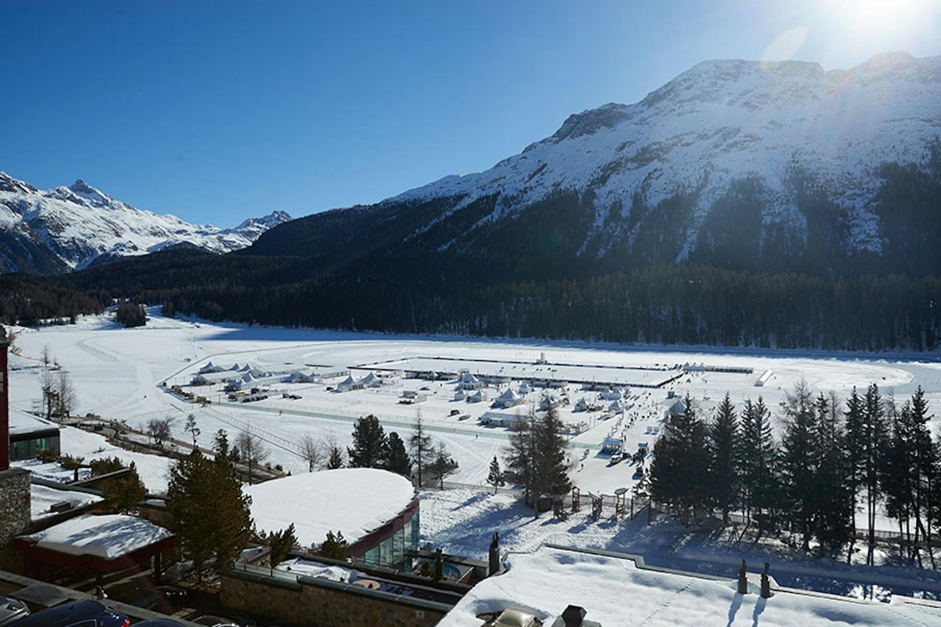 Snow mountains and ski lodging
