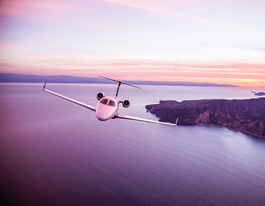 private jet in flight