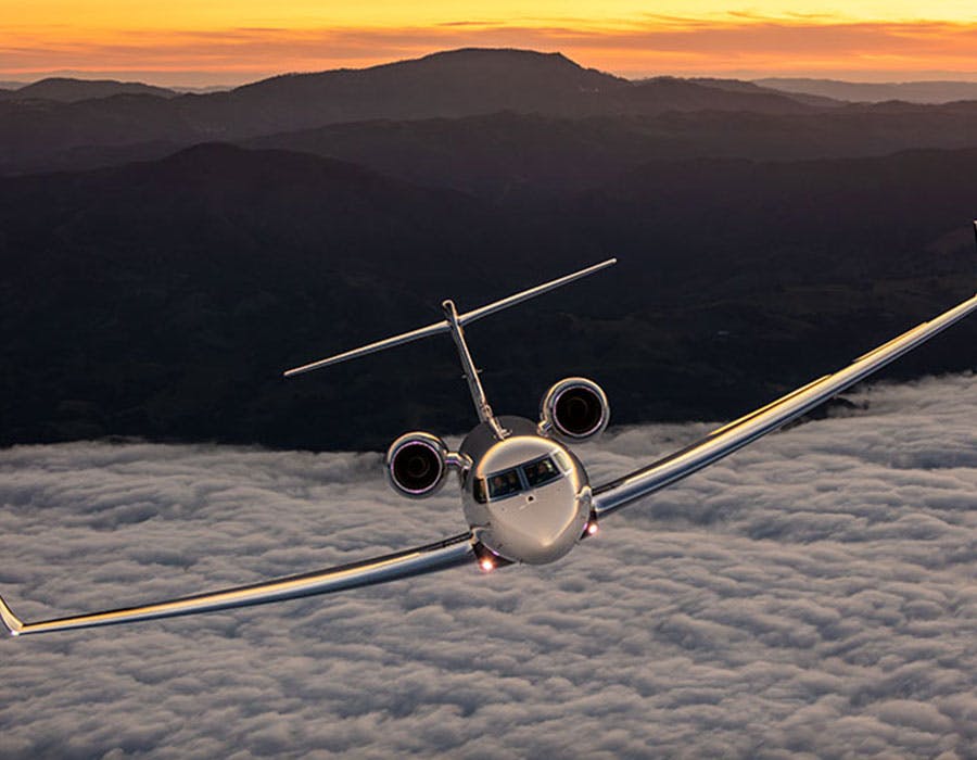 private jet in flight