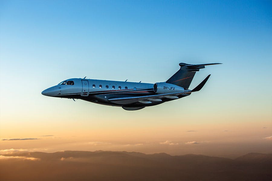 private jet in the flight