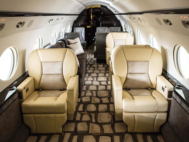 bespoke interior of a flexjet aircraft