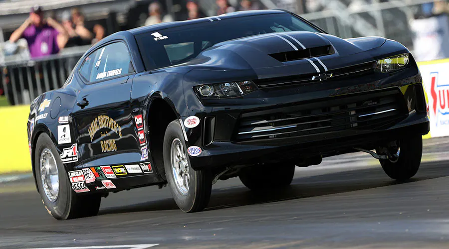 Aaron Stanfield launches his COPO Camaro at NHRA FallNationals