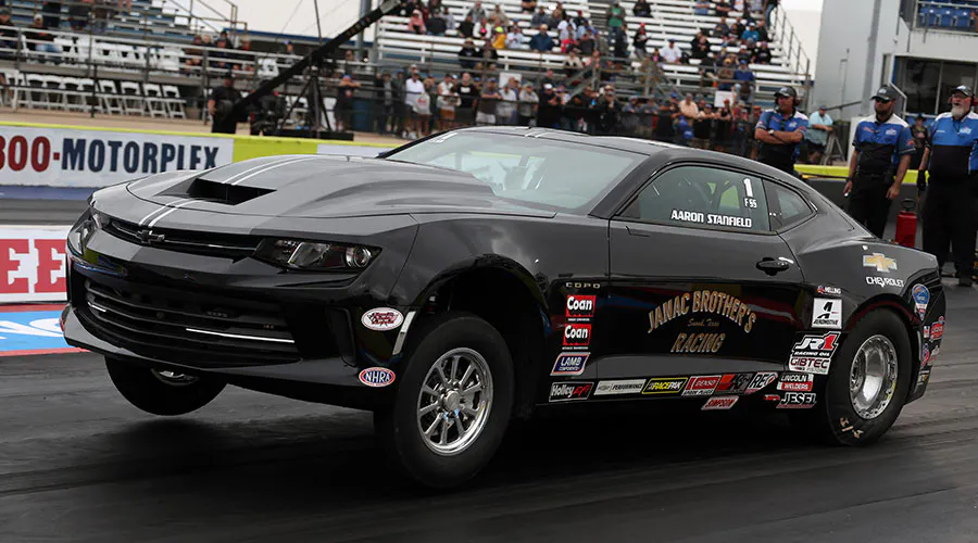 Aaron Stanfield launches his COPO Camaro at NHRA FallNationals