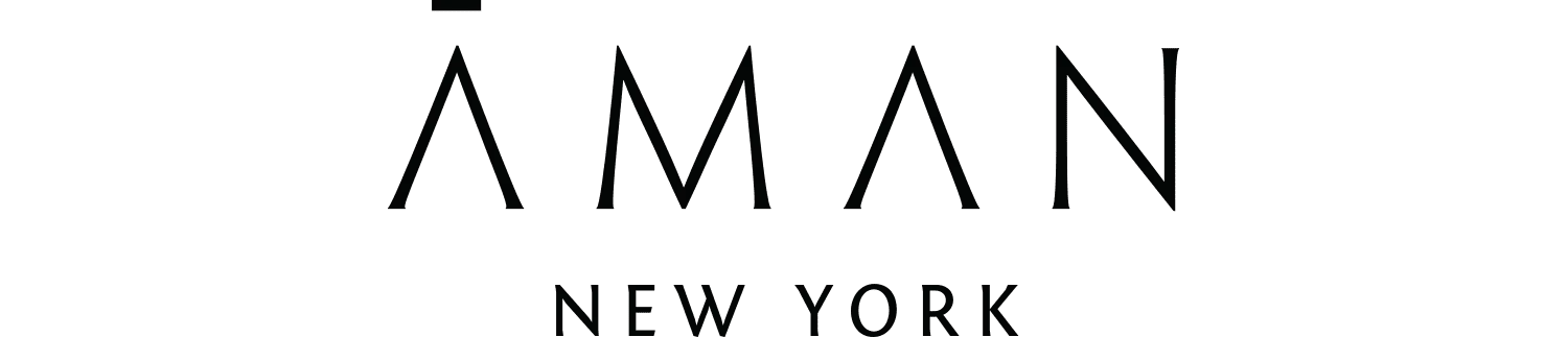The Aman logo in black with New York below