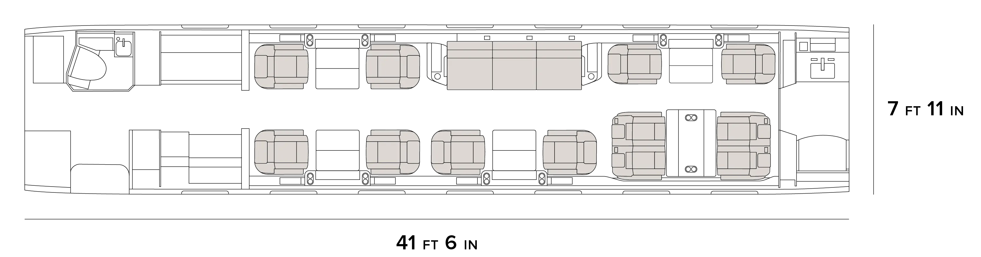 Gulfstream G500 cabin diagrm - dayview