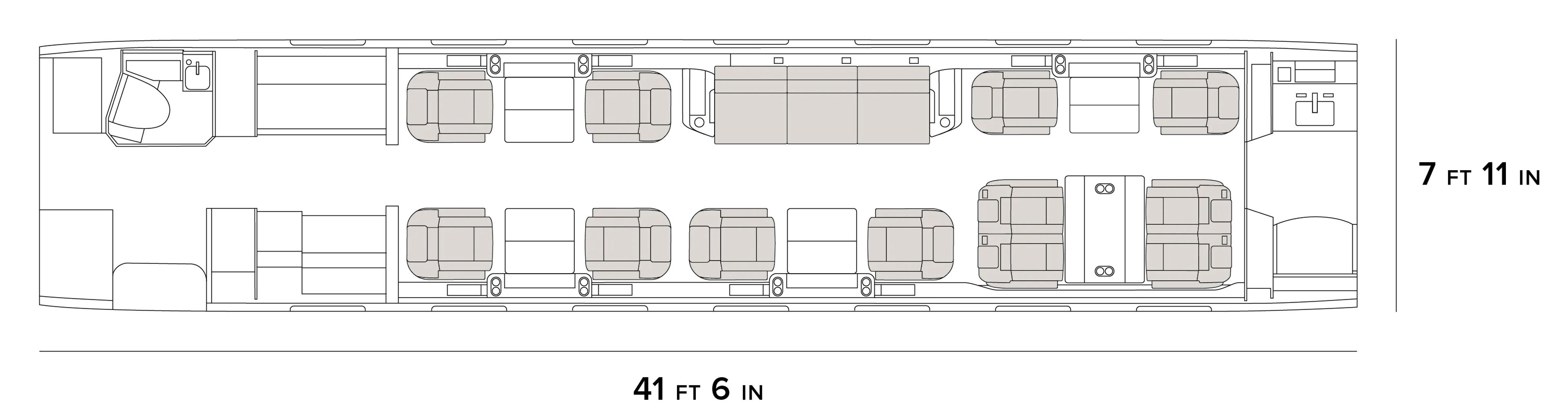 Gulfstream G500 cabin diagrm - dayview