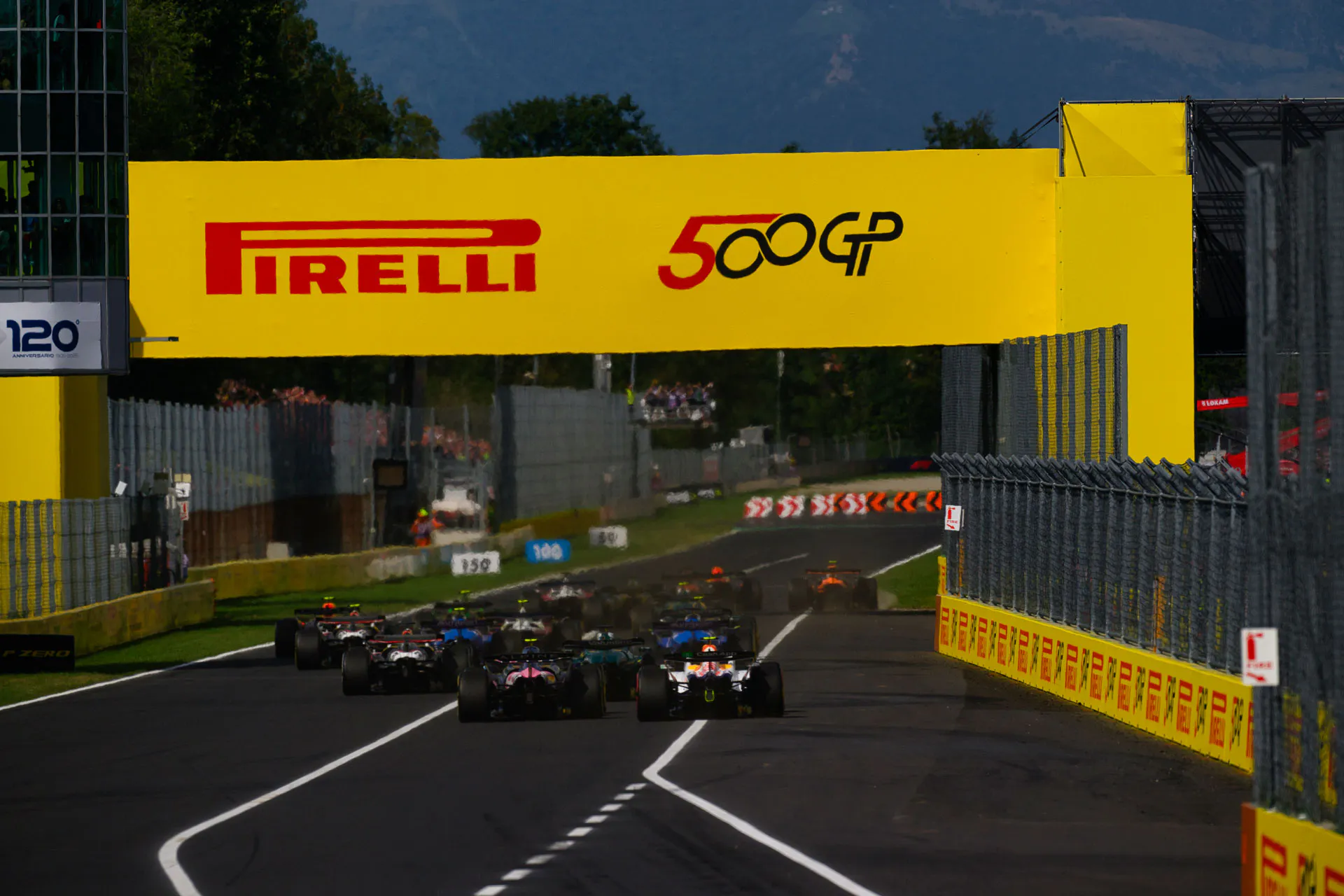 Monza track with F1 cars racing