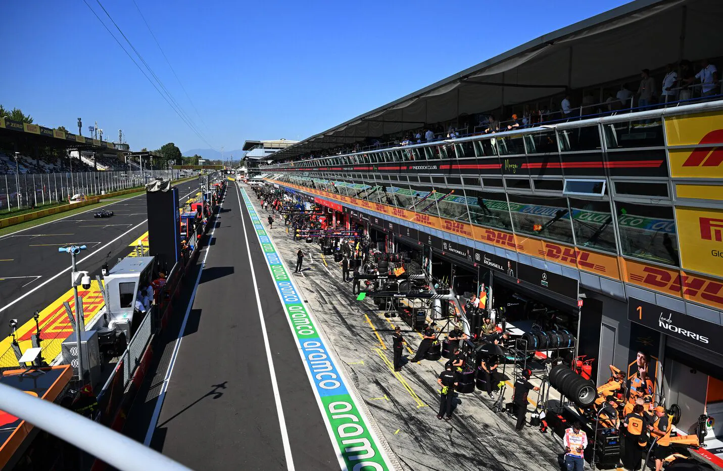 Pit area of a Formula 1 race track