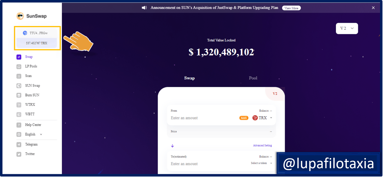 complete signup on sunswap