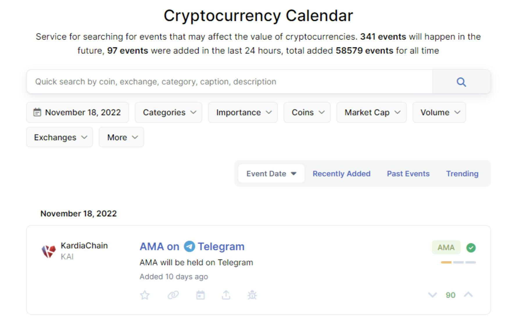 Condor, crypto events calendar