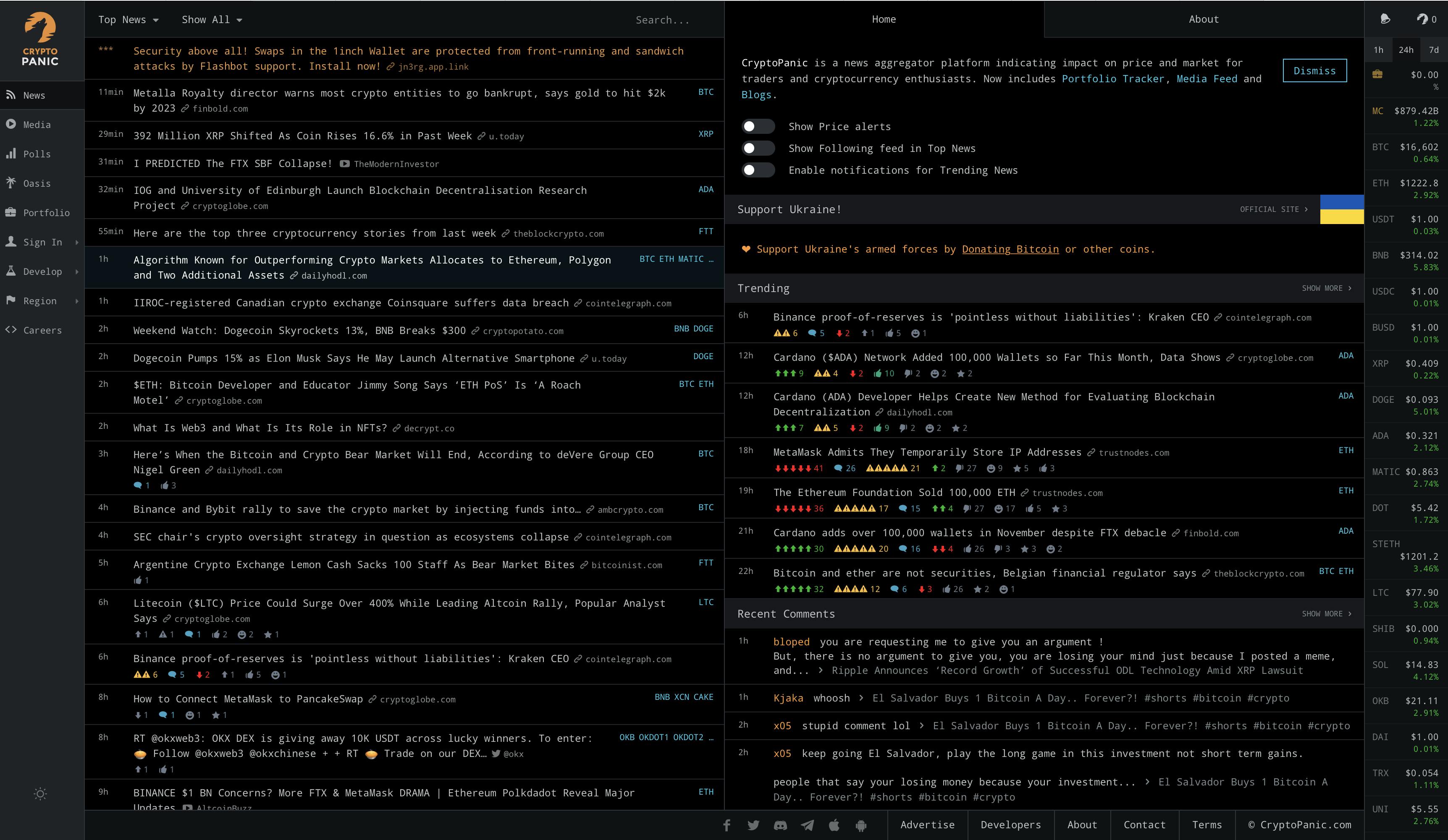 CryptoPanic, Crypto news filter