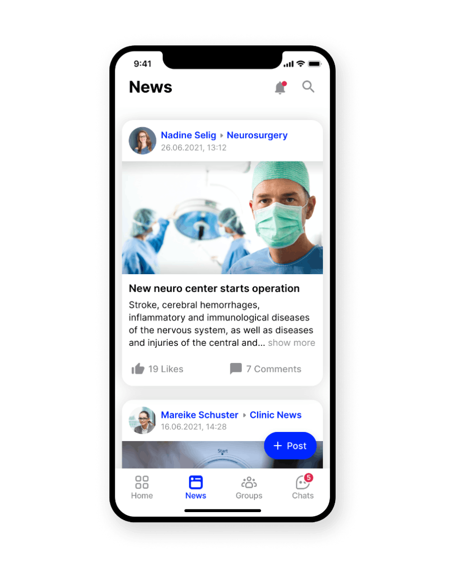 employee app Flip hospital Newsfeed