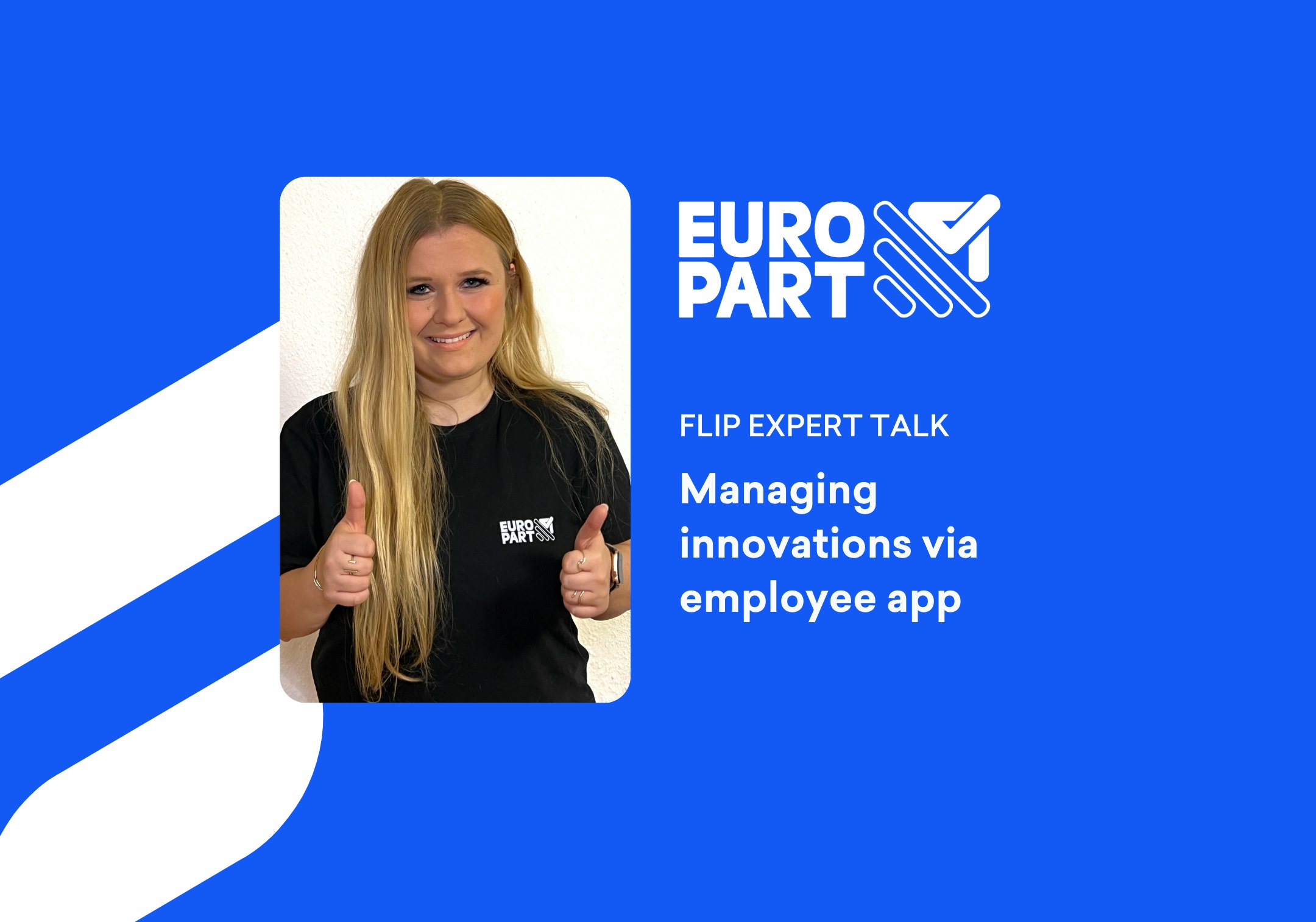 Kira Kebekus from EUROPART gives both thumbs up. Next to it is the title of the expert talk. 