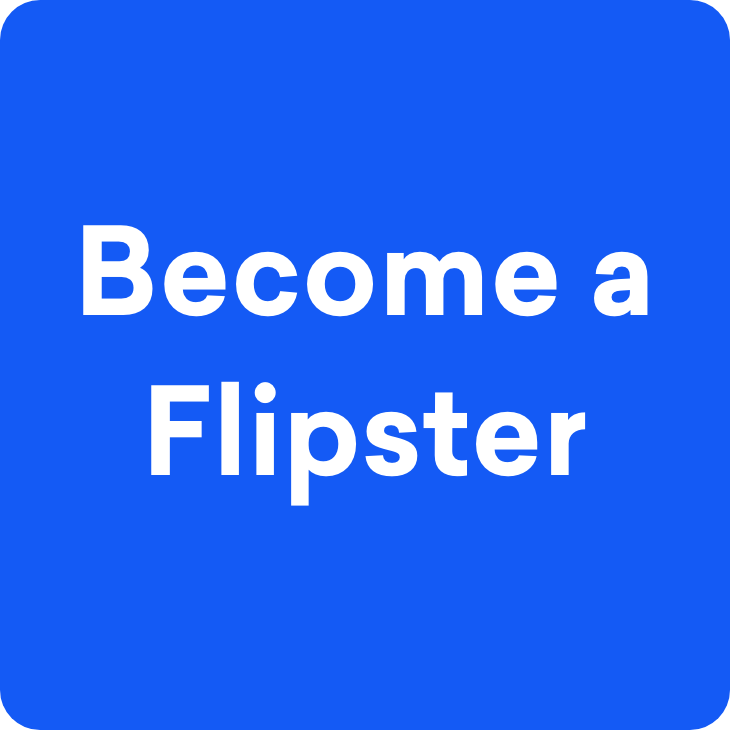 Button showing text "become a flipster"