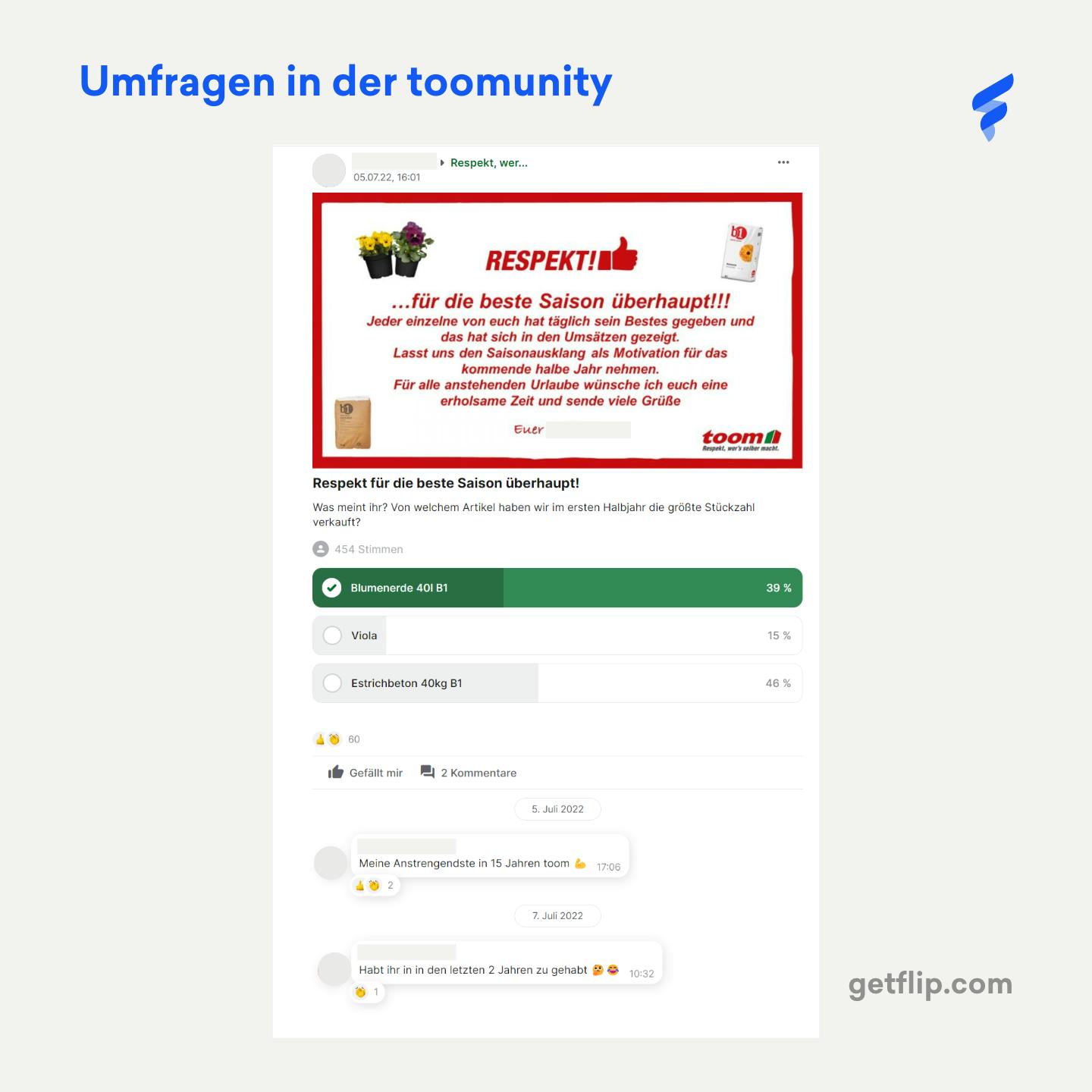 Bild aus der toomunity, der Mitarbeiter-App von toom Bild aus der toomunity, der Mitarbeiter-App von toom