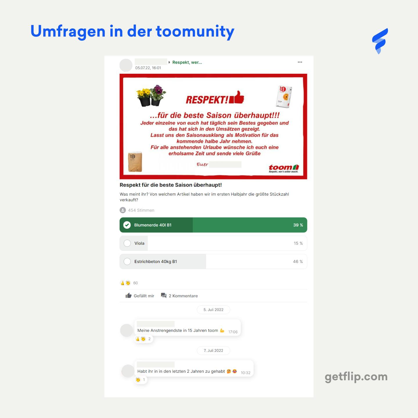 Bild aus der toomunity, der Mitarbeiter-App von toom