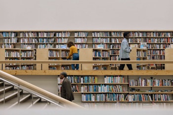 students in the university library