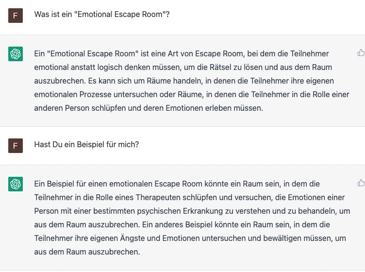 Chat-Verlauf mit ChatGPT, der zeigt, dass die KI fehlerhaft sein kann und Fakten schafft. Chat-Verlauf mit ChatGPT, der zeigt, dass die KI fehlerhaft sein kann und Fakten schafft.