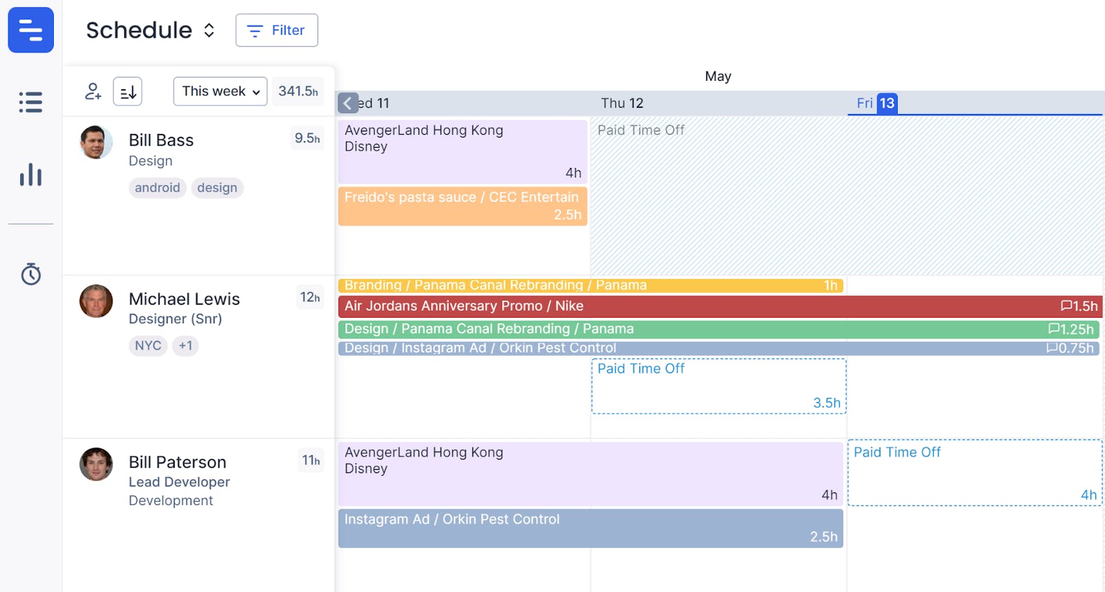 View of project schedule in Float