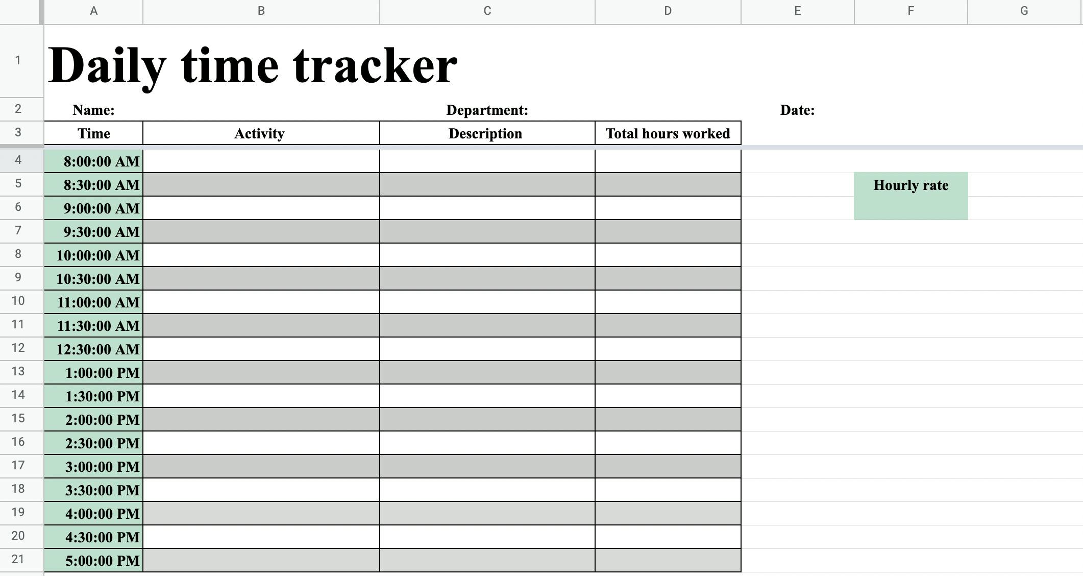 excel time log template