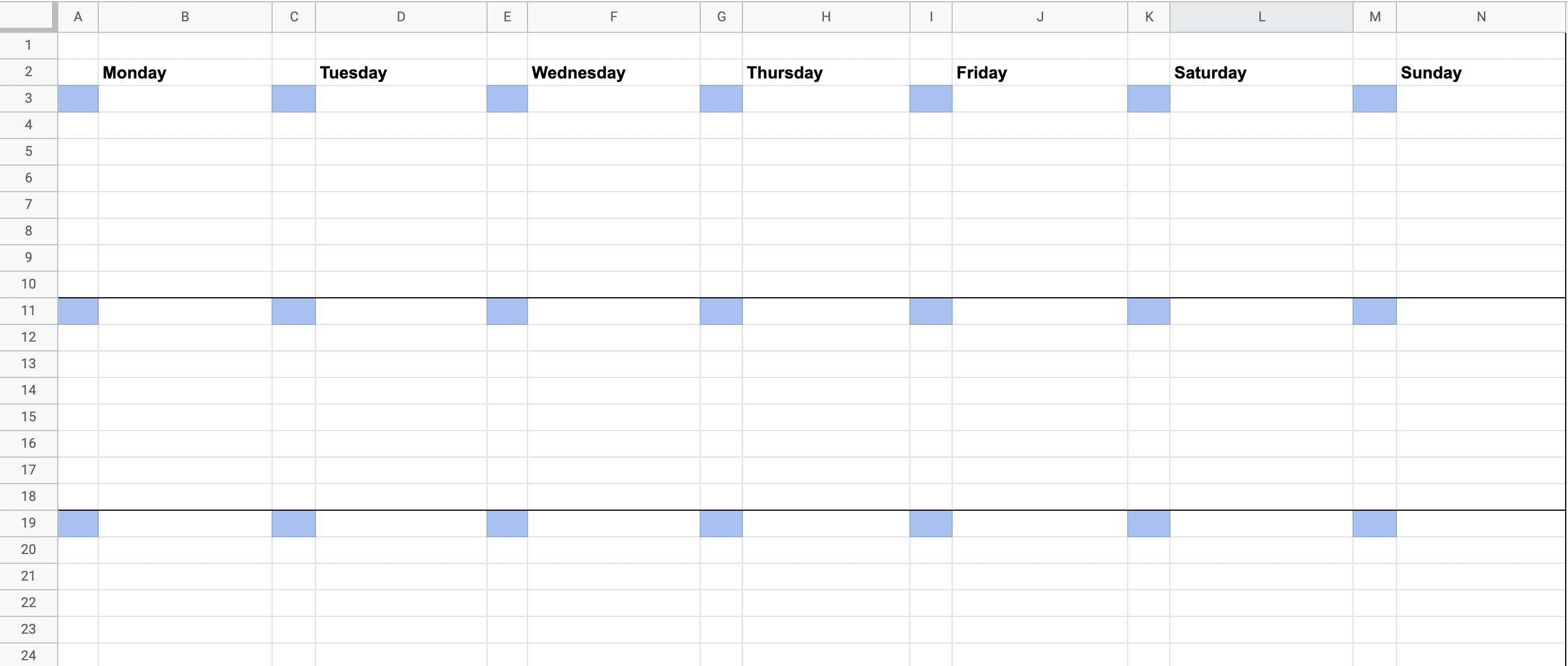 Monthly time blocking template 
