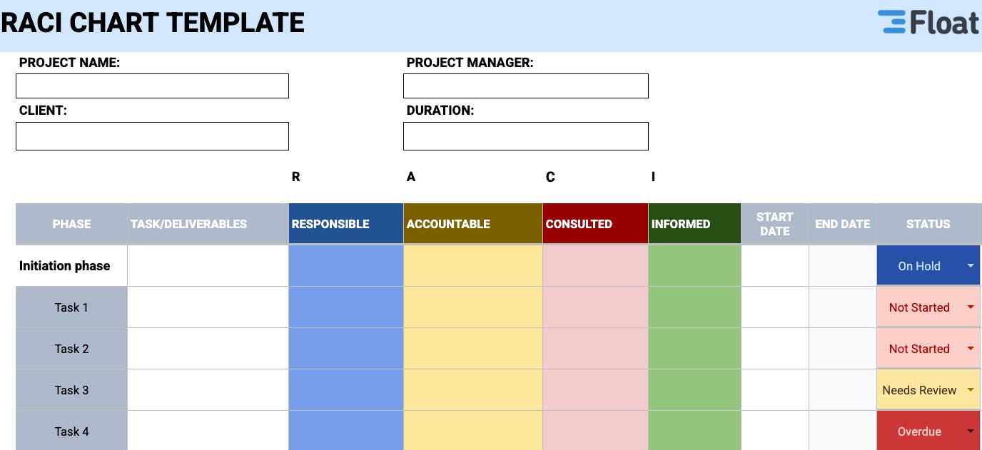 RACI chart template