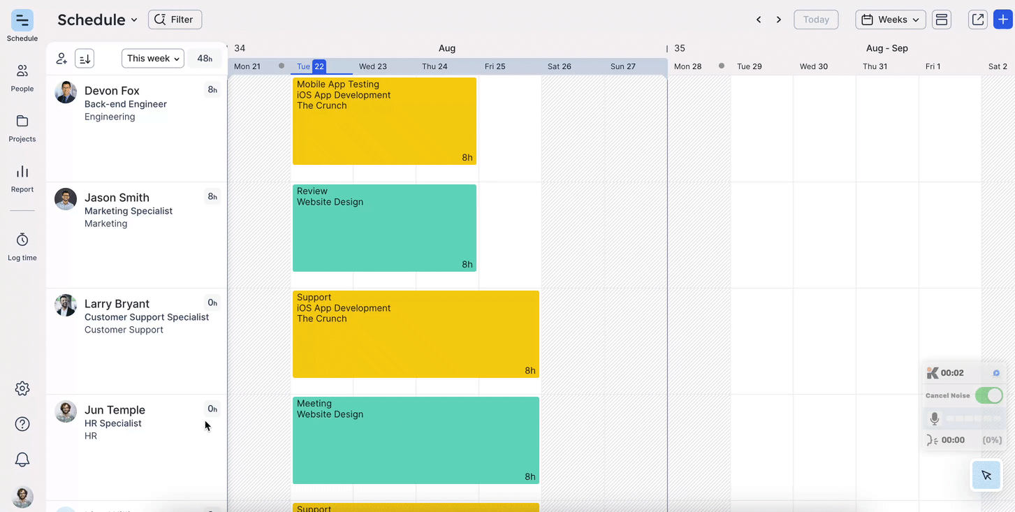 Pre-filled timesheets in Float