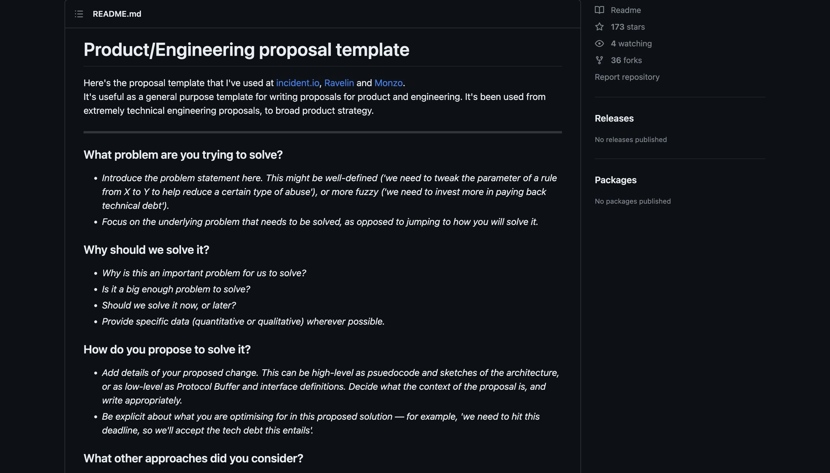 Product/engineering project proposal template