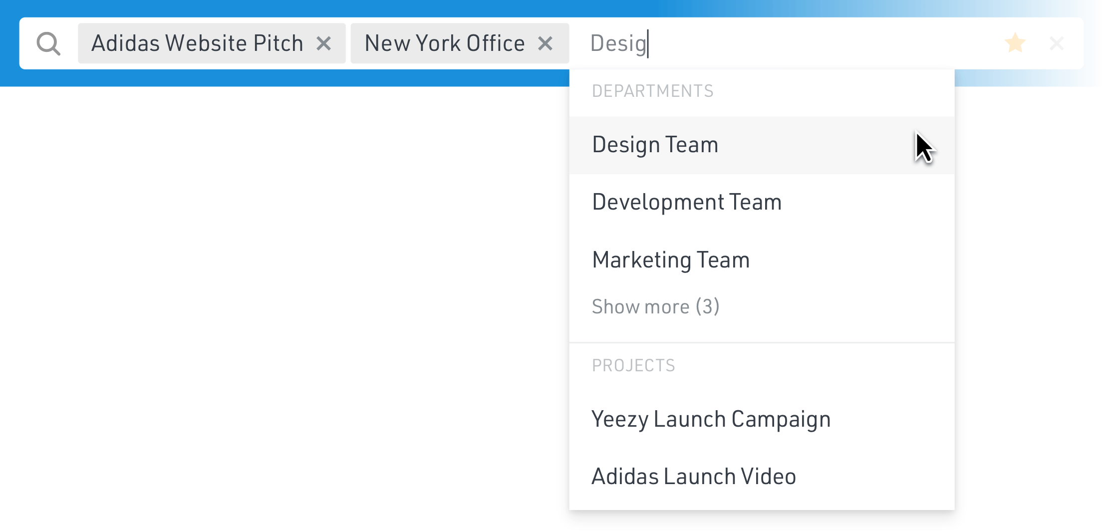 Zoomed in shot of search function in Float for a project, task or person