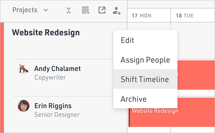 Project Shift Timeline