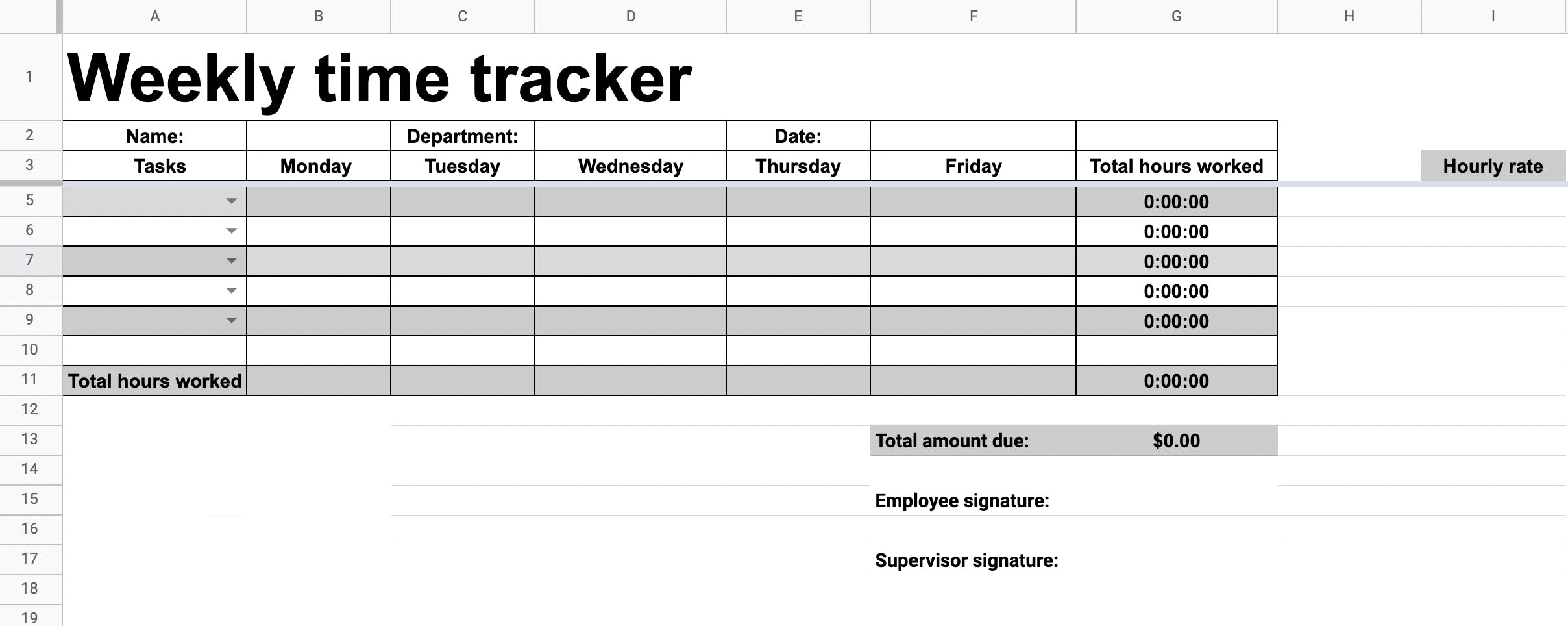 excel timesheet templates
